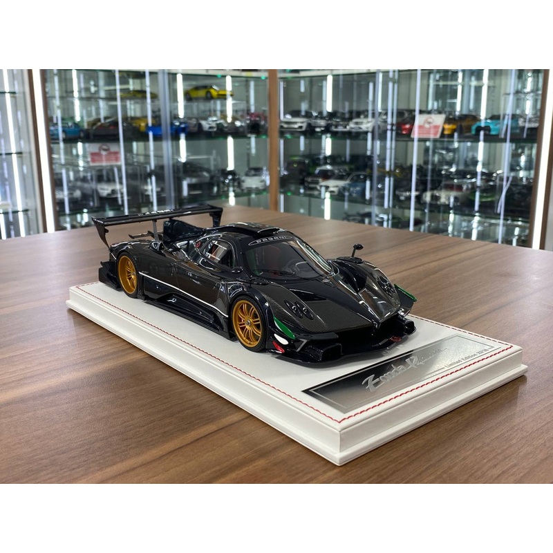 1/18 Resin Pagani Zonda Revolucian  Dino Models Carbon Fiber Grey with Gold Rims Limited 30 pcs