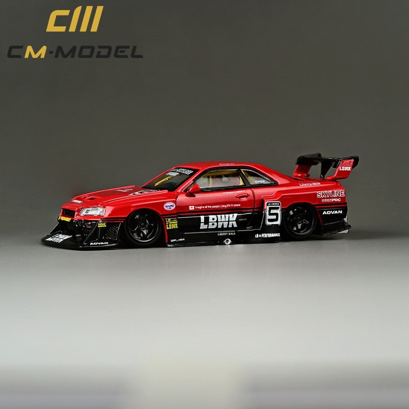 CM Model 1/64 Nissan LBWK Skyline GT-R R34 Super Silhouette ER34- Red 5#