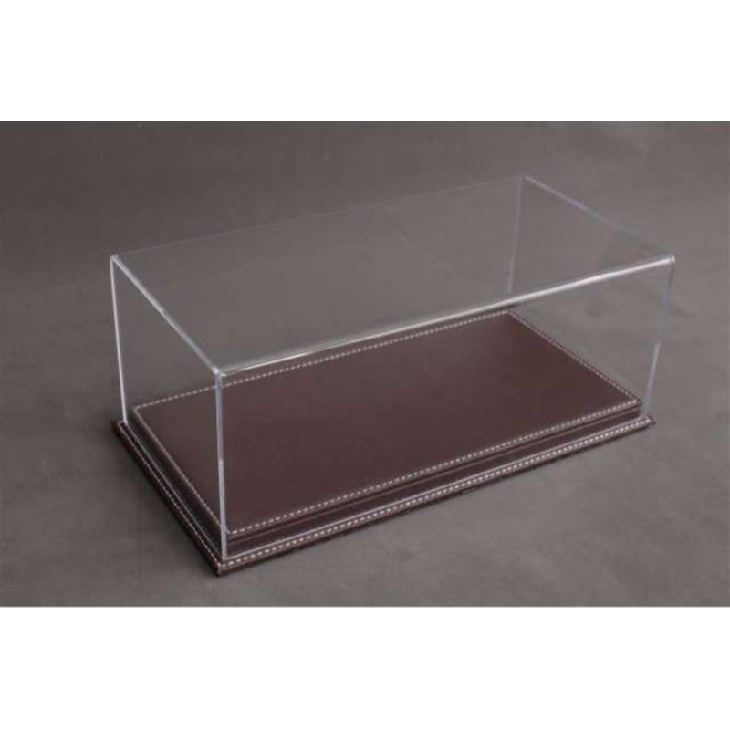 Atlantic Case Mulhouse Premium Acrylic Display Case w/ Dark Brown Leather Base w/ White Stitching 1:18