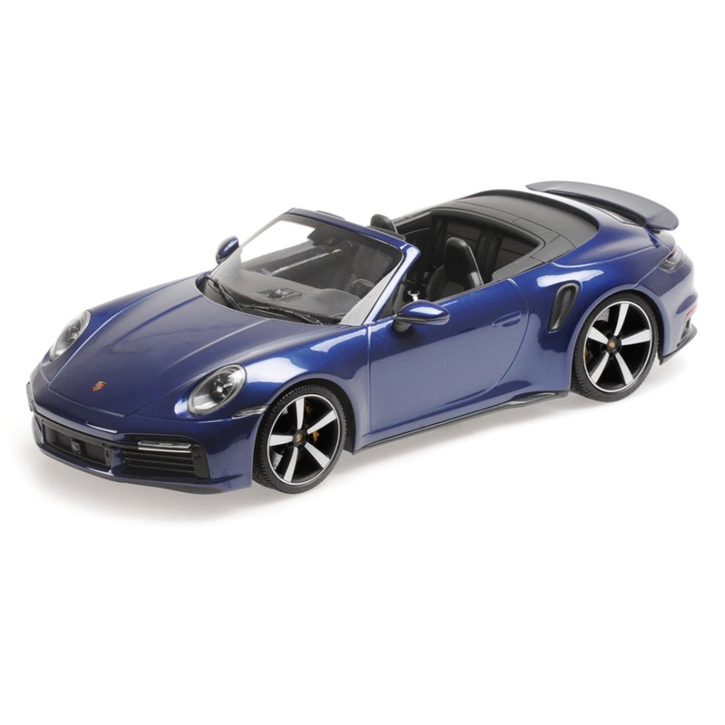 Minichamps 2020 Porsche 911 992.1 Turbo S Cabriolet Gentian Blue Metallic 1:18