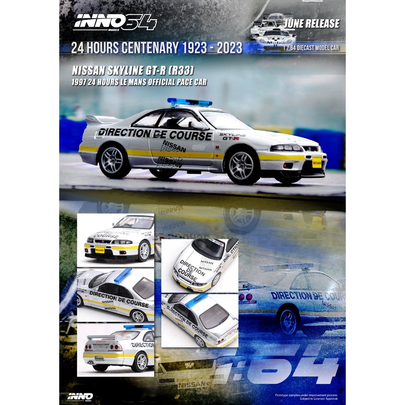 Inno64 1/64 NISSAN SKYLINE GT-R (R33) 24 Hours Le Mans Offical Pace Car 1997