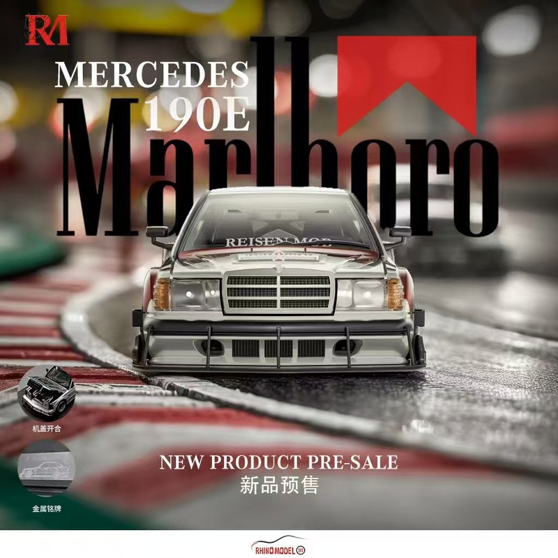 Rhino Model 1/64 190E W201 HWA Concept ModifiedOpen-Hood, Visible Engine