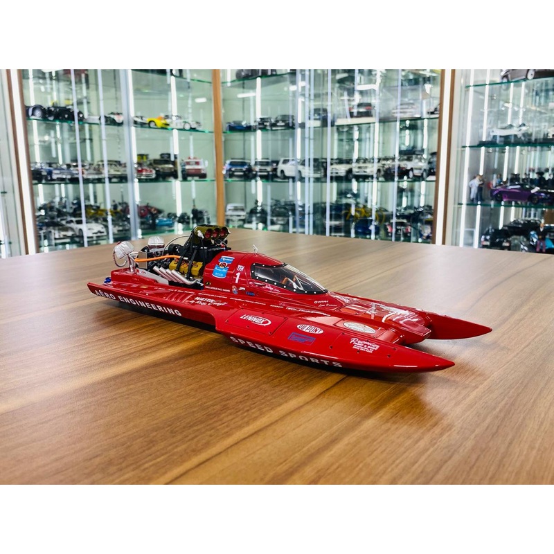 1/18 Diecast BAD 2006 THF Series Lou Osmans Speed Sport Special Top Fuel Hydro 2005 Champion with Drag Boat Trailer in Red
