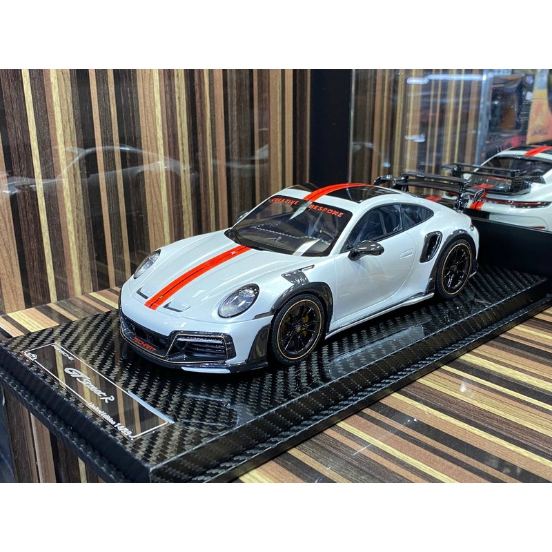 1/18 VIP Models Resin Model - Porsche 992 Turbo S GT Street R TechArt in Elegant Pearl White