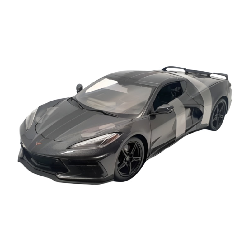 Maisto 2020 Chevy Corvette Stingray Gray w/ Matte Black Stripes 1:18