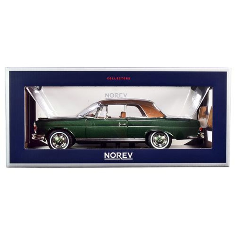 1969 Mercedes Benz 280SE Convertible Green Metallic with Brown Top 1-18 Diecast Model Car by Norev