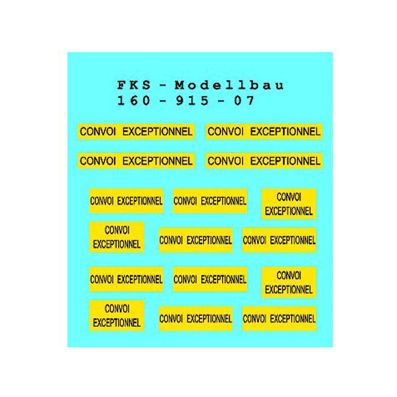Decal sheet warning signs Convoi Exceptionnel