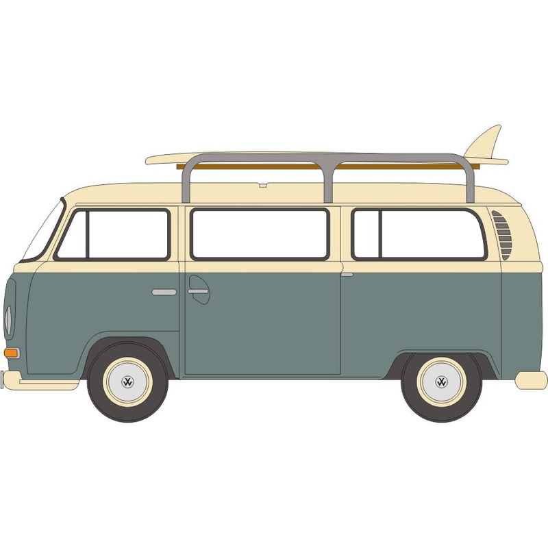 VW T2 Bus/Surfboards Fiord Blue/Arcona White 1:120