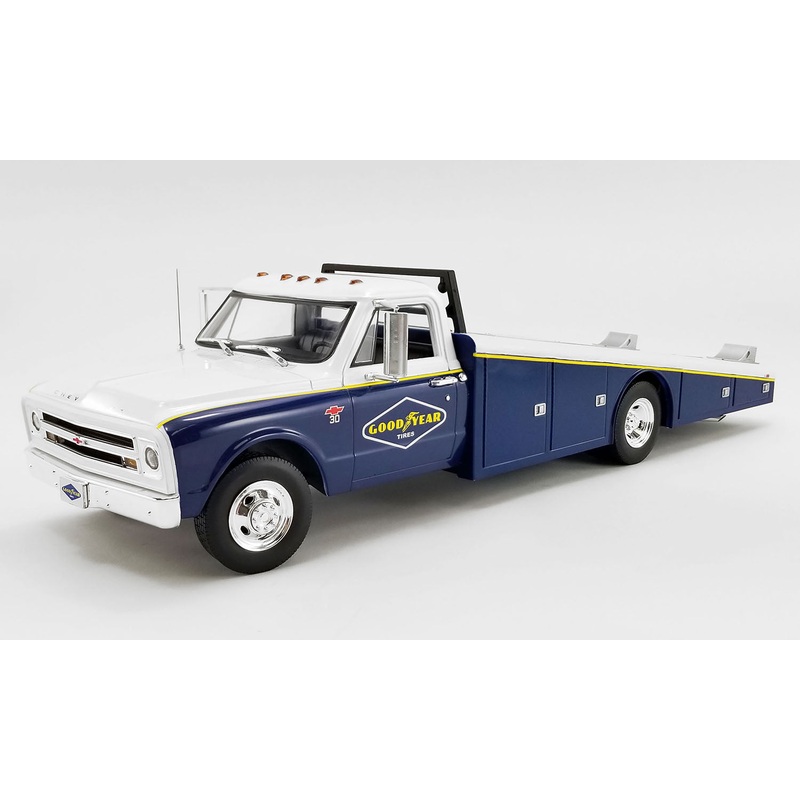 Acme 1967 Chevrolet C30 Ramp Truck Goodyear Tires Blue & White 1:18