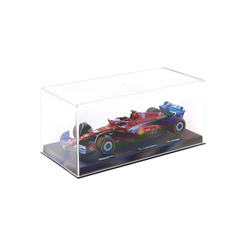 Bburago Formula 1 (F1) 2024 Ferrari SF-24 No. 16 Charles Leclerc Miami GP 1:43 Scale Diecast (With Acrylic Case)