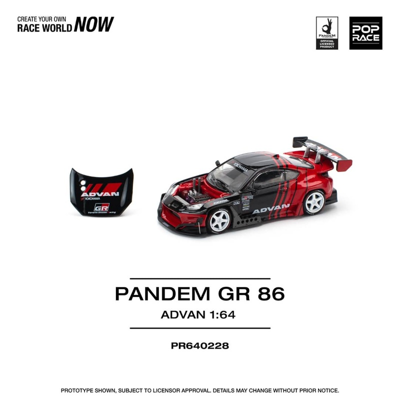 [ETA:  Aug 2025 ] Pop Race 1/64 Pandem GR86  Rocket Bunny Modified Advan (Open-Hood, Visible Engine)