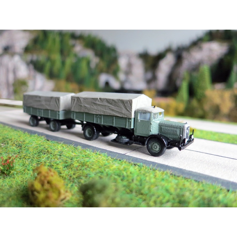 Henschel 6J2 flatbed tarp trailer 