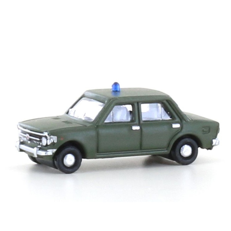 Car Fiat 128, military olive green blue light