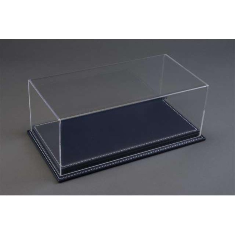Atlantic Case Mulhouse Premium Acrylic Display Case w/ Dark Blue Leather Base w/ White Stitching 1:18