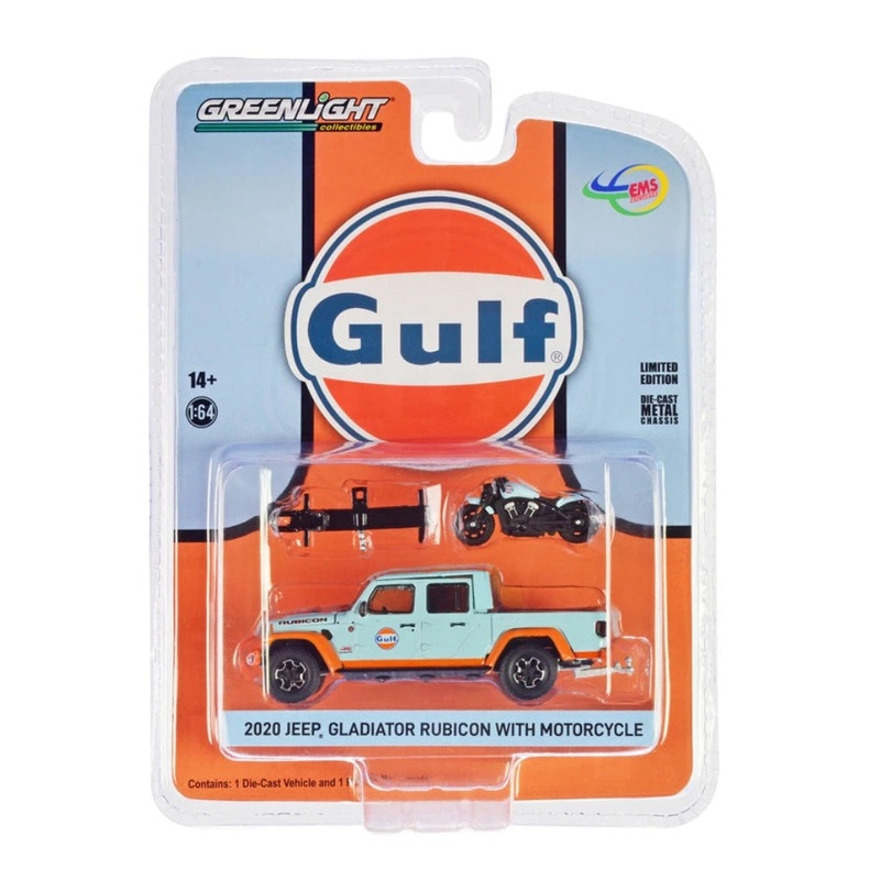 Greenlight 2020 Jeep Gladiator Rubicon With Motorcycle Gulf