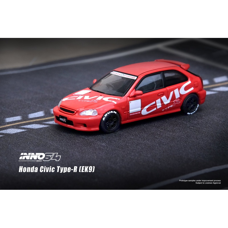 Inno64 1:64 HONDA CIVIC Type-R (EK9) Red With CIVIC Livery