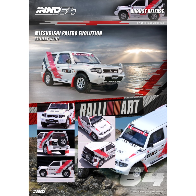 Inno64 1/64 MITSUBISHI PAJERO EVOLUTION RALLIART White