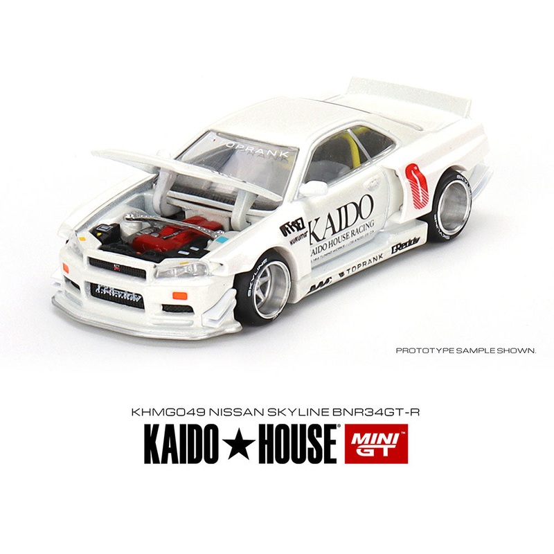 KaidoHouse x Mini GT 1:64 Nissan Skyline GT-R (R34) Kaido Works V2 (White) Limited Edition