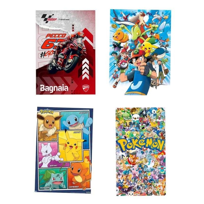 Pokemon poster and bike poster set of 4