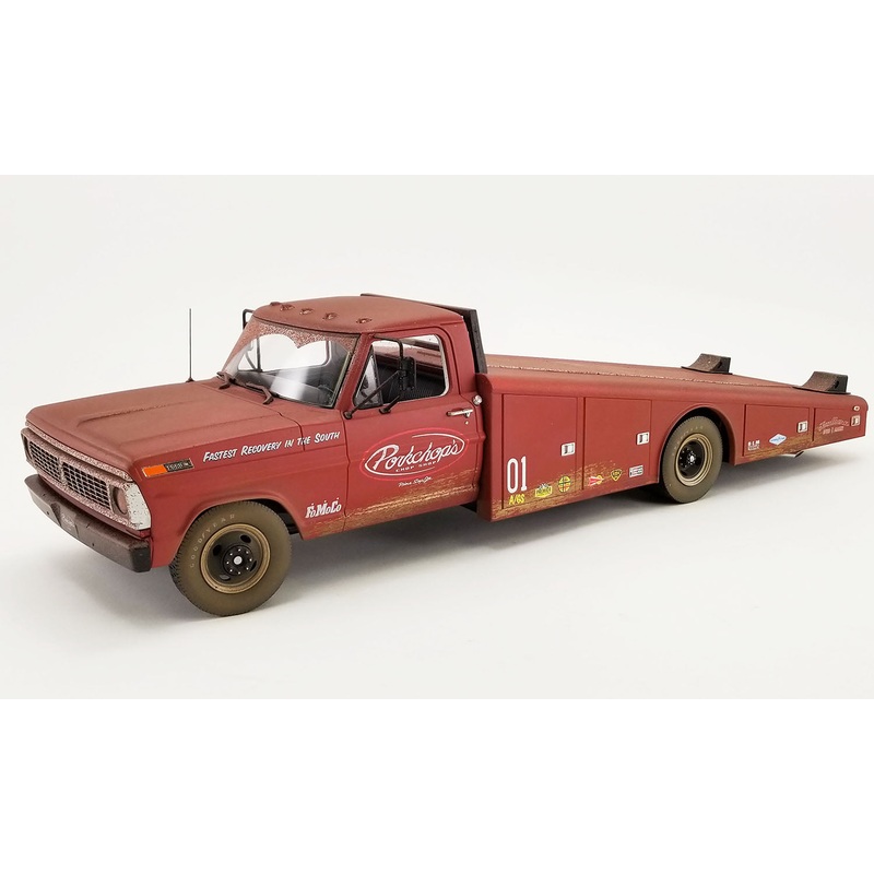 Acme 1970 Ford F-350 Ramp Truck Porkchop's Chop Shop Rusted Look Sports Red Primer 1:18