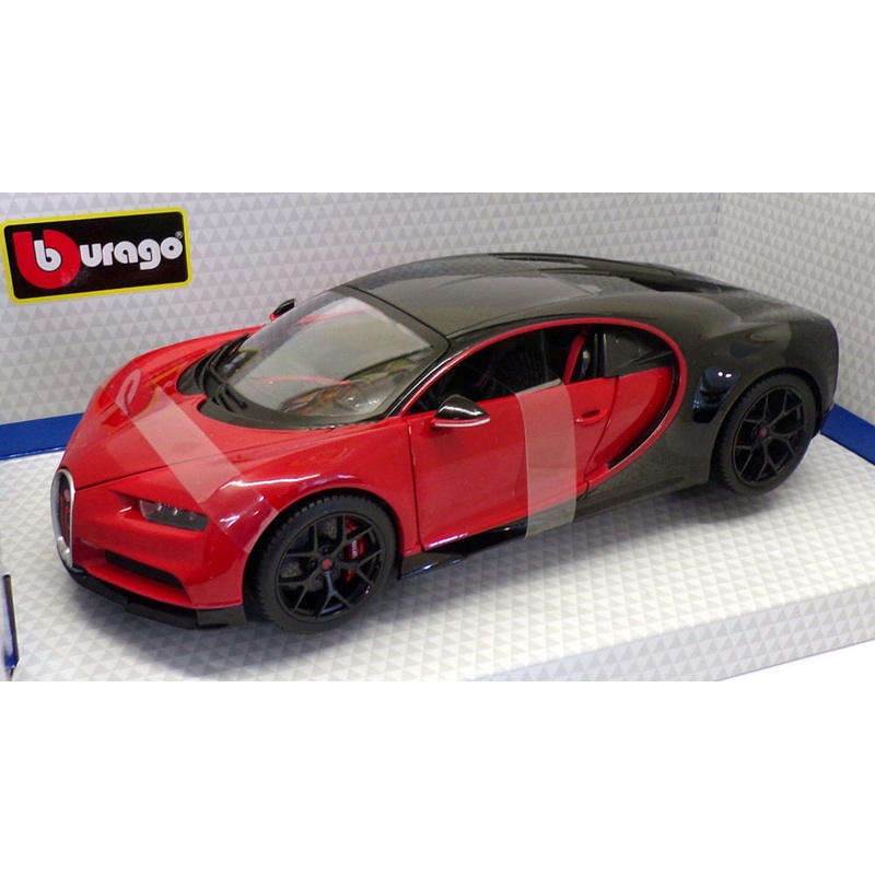 Burago 1/18 Scale Model Car 18-11044 - Bugatti Chiron Sport - Red/Black