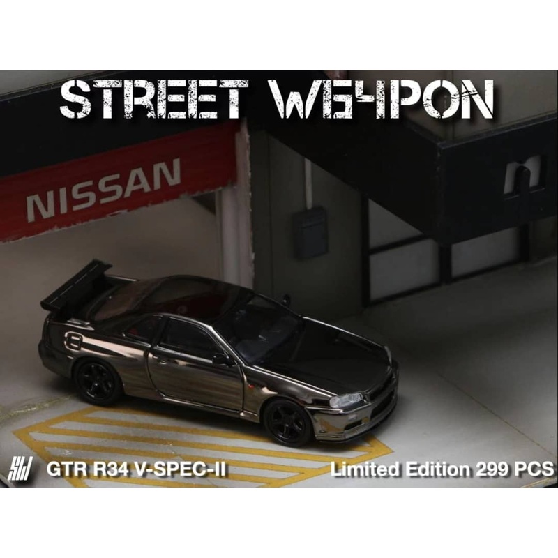 Stance Hunters 1/64 Skyline GT-R R34 V-SPEC-II SW Chrome Black