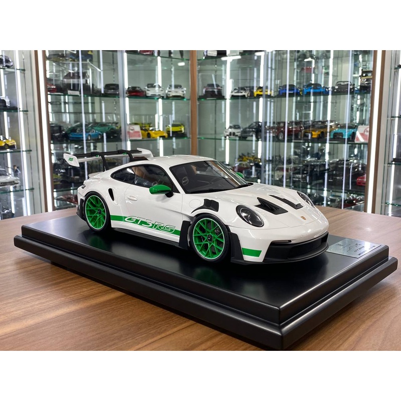 1/12 Resin Porsche 911 GT3 RS  White / Green | Spark Models Dealer Edition | Limited to 300 pcs