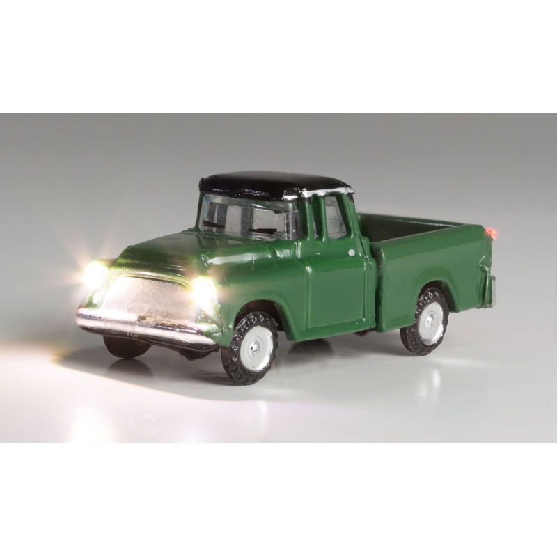 Cars green pickup illuminated