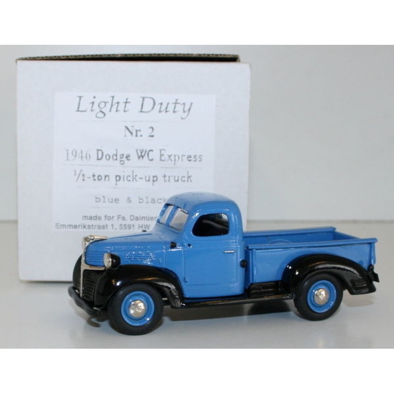 SMTS 1/43 LIGHT DUTY - 1946 DODGE WC EXPRESS 1/2 TON PICK UP TRUCK BLUE & BLACK