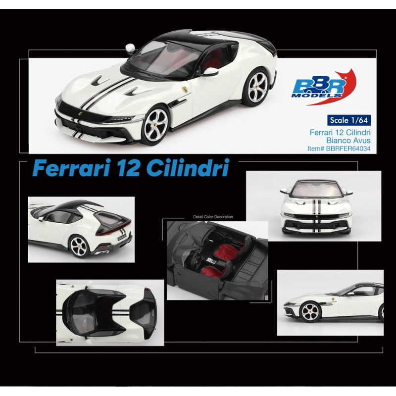 [ETA:  Jun 2026 ] BBR Models 1/64 Ferrari 12 Cilindri Bianco Avus