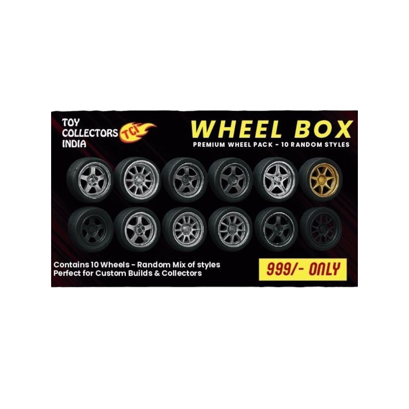TCI Wheels Box Premium Wheels Pack Random Sets Hotwheels rubber wheels (Random assortment) 1 set fits 1 car