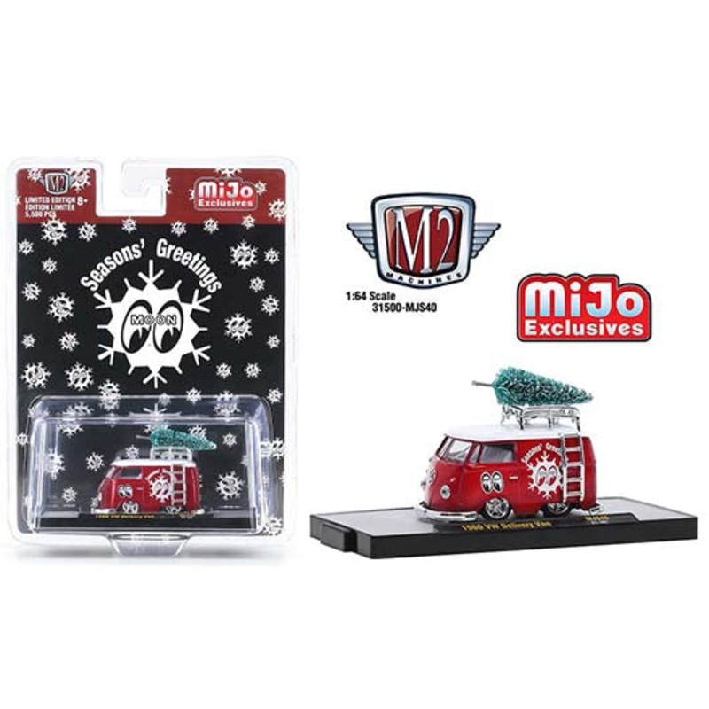 M2 Machines 1:64 Auto Thentics - Mijo Exclusive - 1960 Volkswagen Delivery Van Mooneyes Red